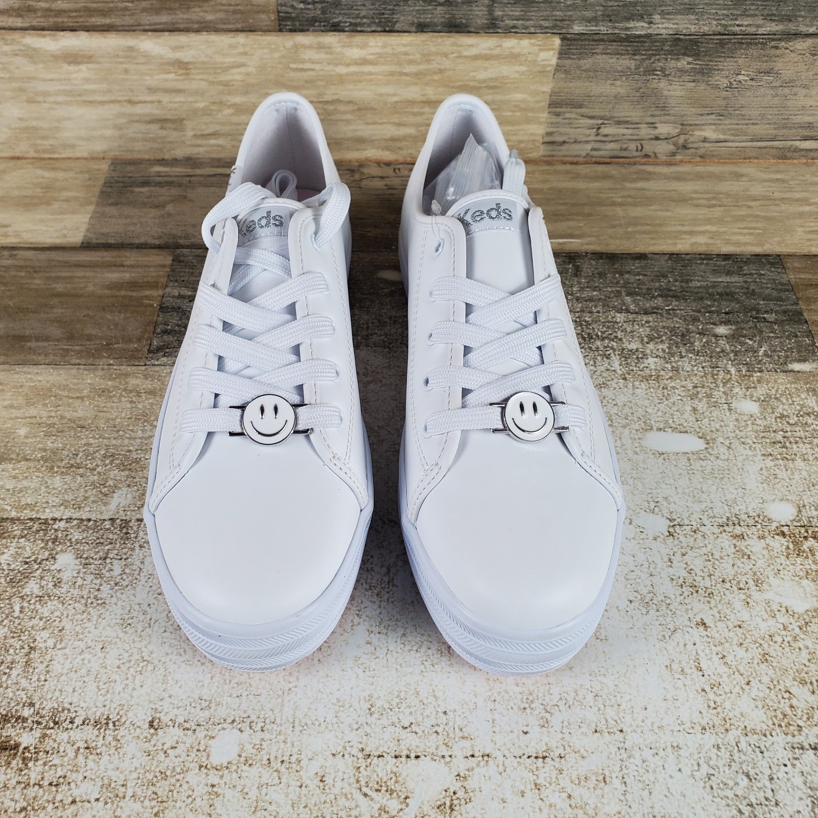 Keds Triple Up Charms Kids Shoes Sz 5.5 White Leather Platform Lace Up Sneakers — image 2 of 8